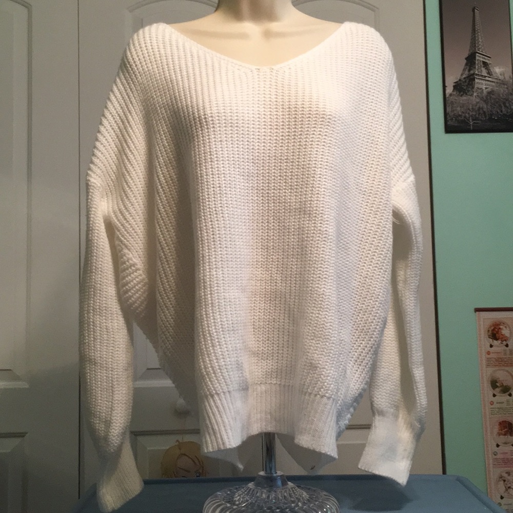 White Knit Knot Sweater